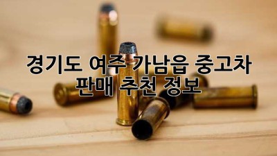 경기도 여주 가남읍 중고차 판매 추천 정보